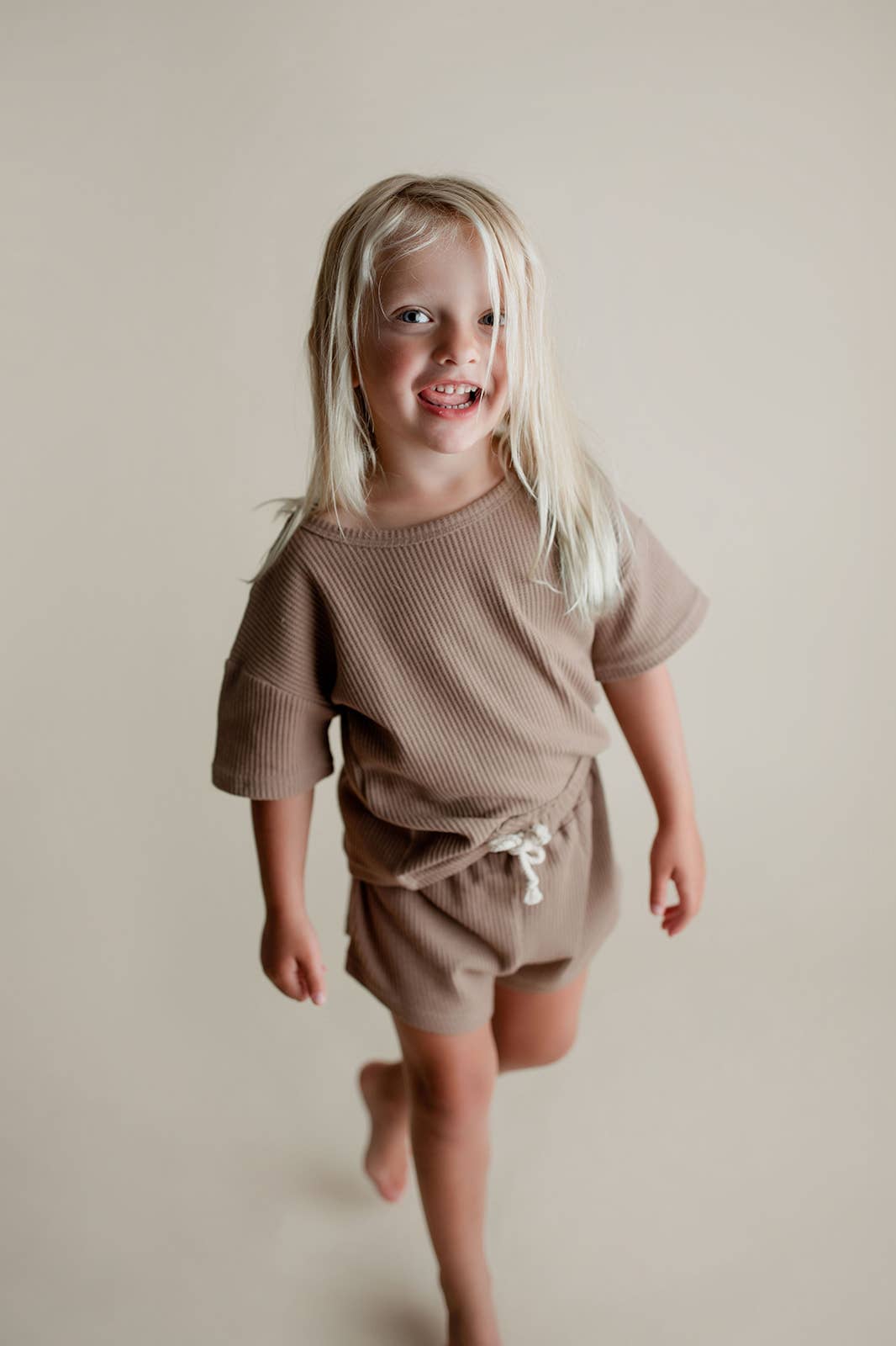 Three Little Tots - Wholesale Top & Short Set - Kids - Cocoa Sands Neutral Summer Waffle Toddler Top & Bottom Set30