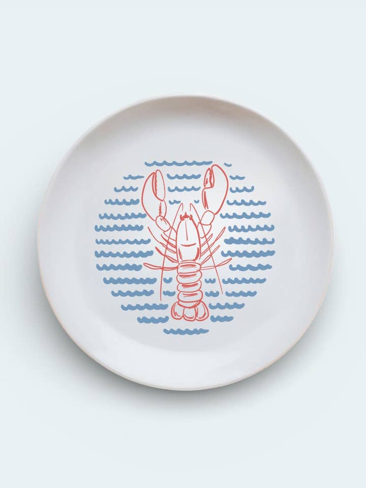 Lobster ceramic plate for wholesale by Sovende Bjorn