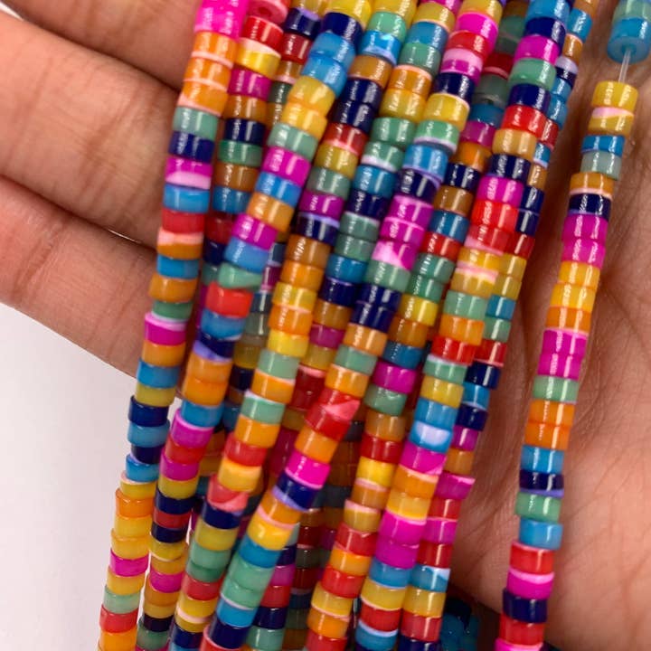 The Bead Bazaar - Wholesale Beads - Colorful Disc Rondelle Beads, 4mm Candy Shell Pearl Accent Beads, Bright Rondelle, Bulk Pastel Beads For Jewelry Making, Pony Beads, Spacer Beads5
