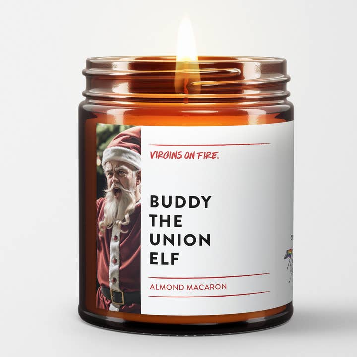 Virgins On Fire Candle Co. - Wholesale Jar/Filled Candle - BUDDY THE UNION ELF (Almond Macaron) Soy Wax Jar Candle