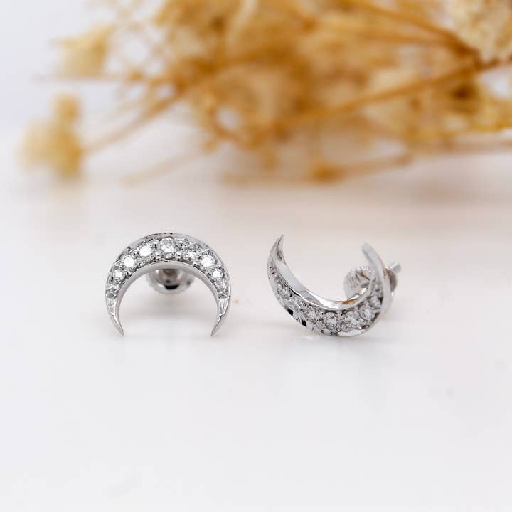 Diamond Crescent Moon Studs 0.22 Ct for wholesale by Nova Jewels LA