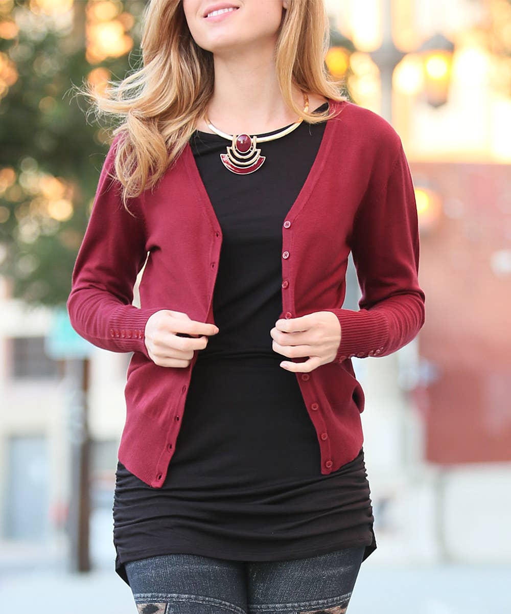 42POPS - Wholesale Cardigan - Women's - '....Vneck sleeve button detailed sweater cardigan Reg/Plus4