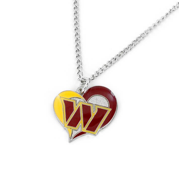 NFL Washington Commanders Swirl Heart Necklace for wholesale by Aminco USA