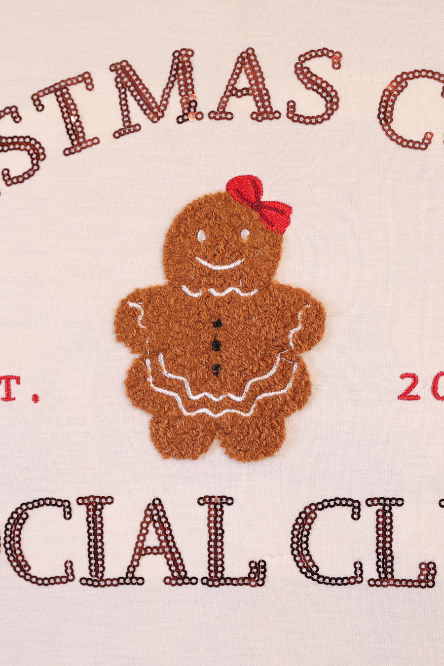 Cream Christmas Cookie Social Club Luxe Pullover for wholesale on Faire6