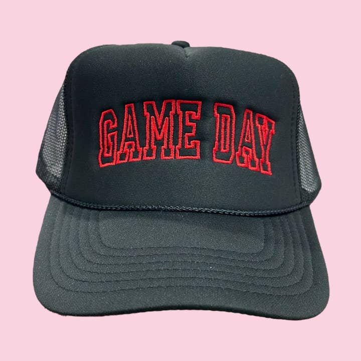 Game day Trucker Hat - Black & Red for wholesale by Camel Threads