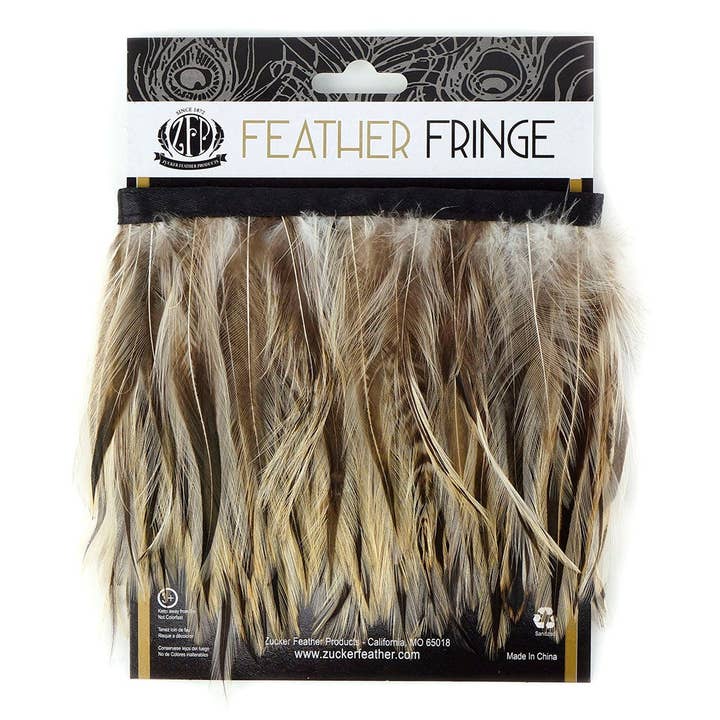 Zucker Feather Products - Wholesale Craft Supplies - Badger Hackle Feather Fringe Natural1