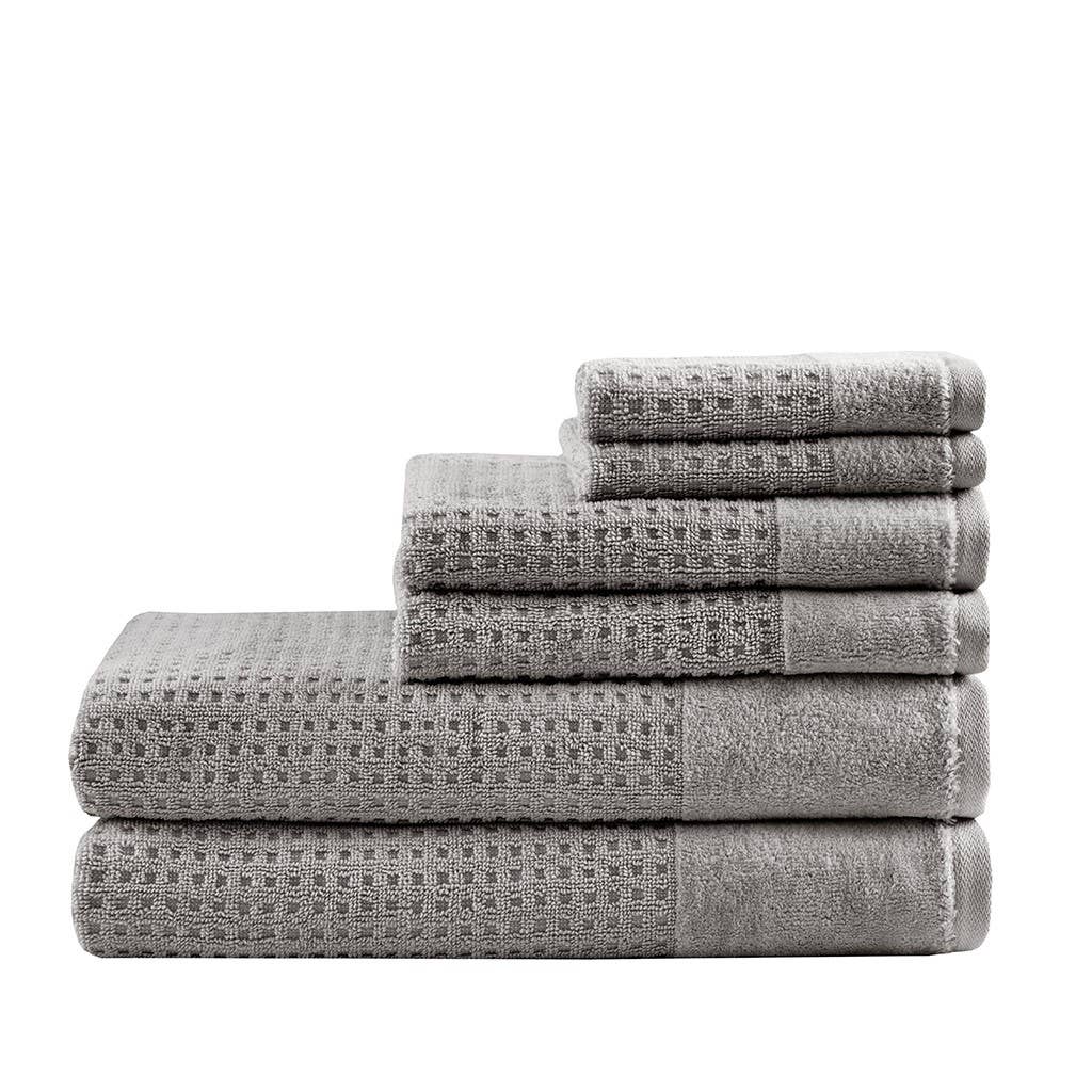Olliix - Vente Ensembles de serviettes - Ensemble de serviettes de bain 6 pièces Spa Waffle [certifié], gris foncé2