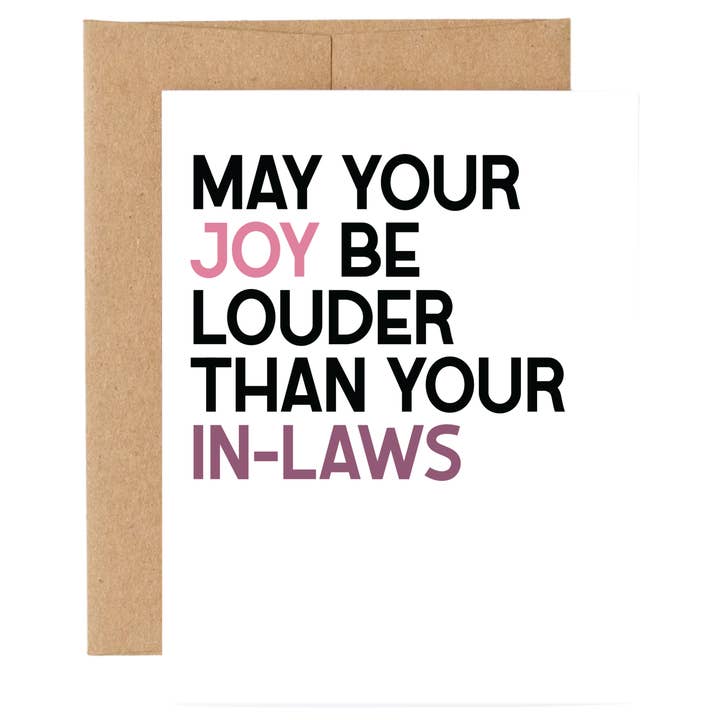 Card: May Your Joy Be Loud than In-Laws — Funny Holiday Card for wholesale by SHEWOLF Designs