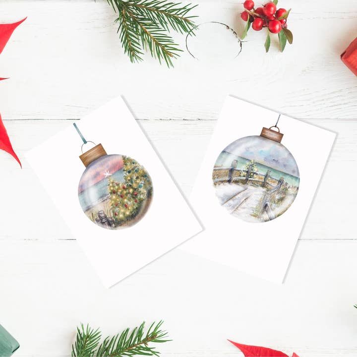 Seaside Ornament Card Set of 6 Cards for wholesale by ALR Designs