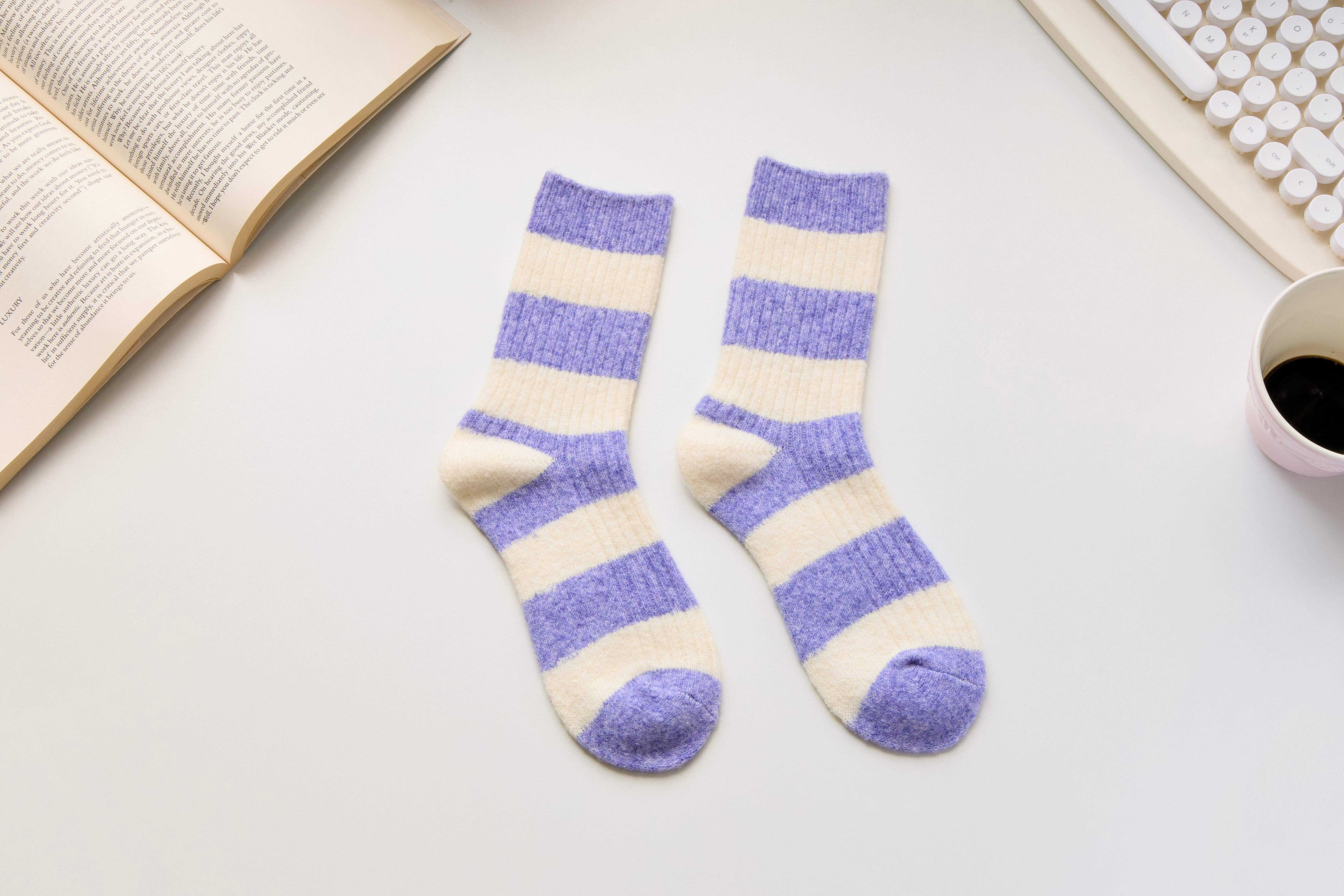 Happy Knits - Wholesale Socks - Women's - Warm Cashmere & Wool Blend Socks – Striped Winter Style3