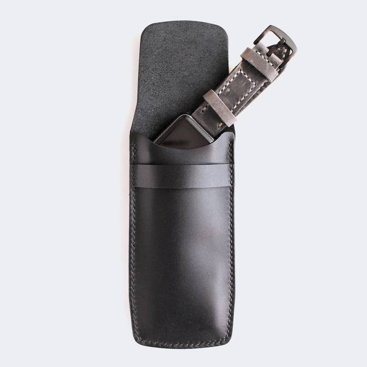 Handmade Flap Covered Leather Watch Case for wholesale by Roarcraft