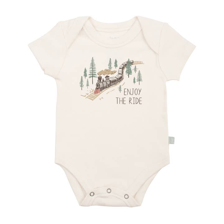 baby graphic organic bodysuit | enjoy the ride for wholesale by Finn + Emma