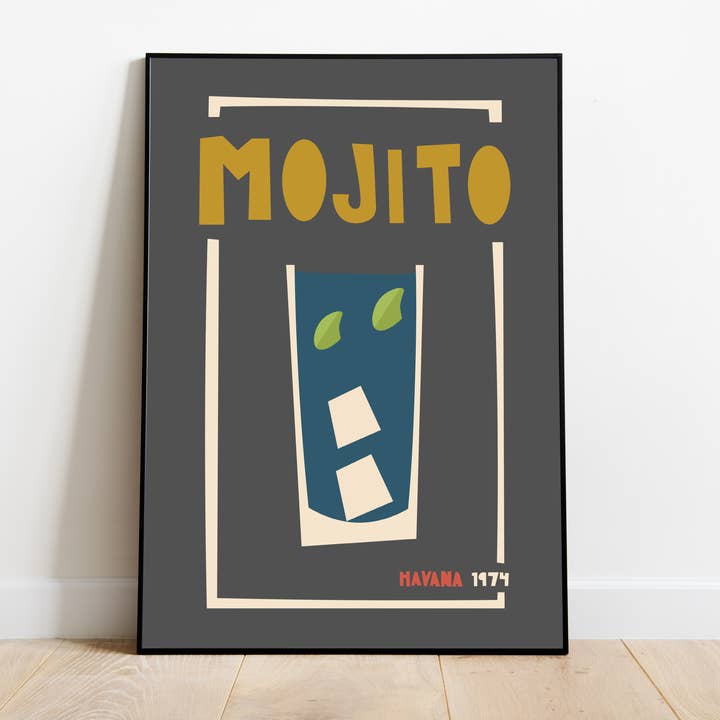 Mojito, cocktailposter, barkunstafdrukken, Boho-cadeau voor fijnproevers voor wholesale door Jaffa Orange