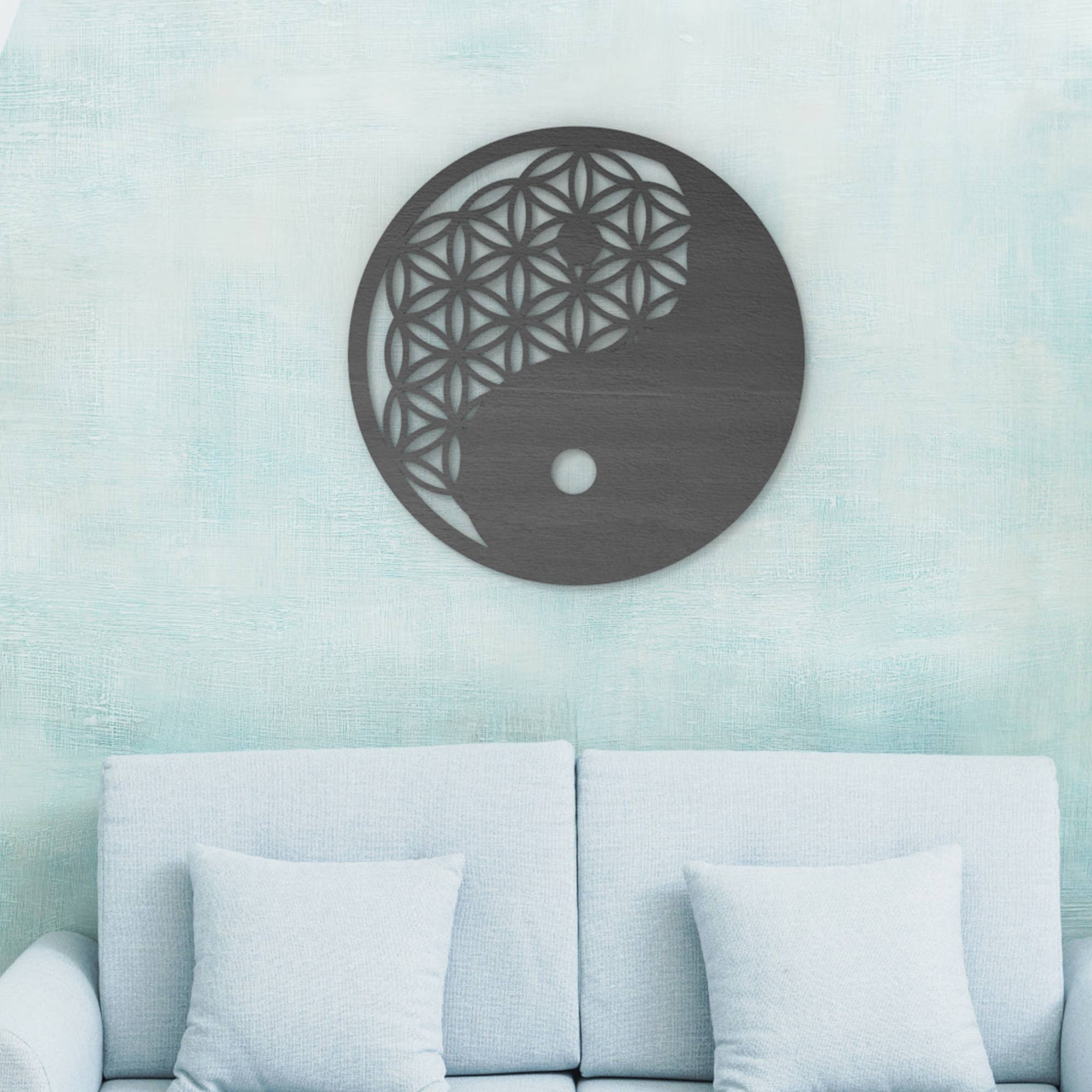 PeroWorx Designs - Wholesale Wall Accent - Yin Yang Flower Of Life Wood Wall Décor, Wall Art2