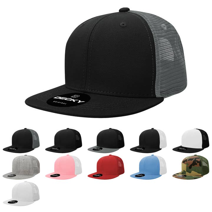 The Park Wholesale - Wholesale Trucker Hat - Unisex - Decky 5010 - Kids Youth Trucker Hat, Flat Bill Snapback - 50