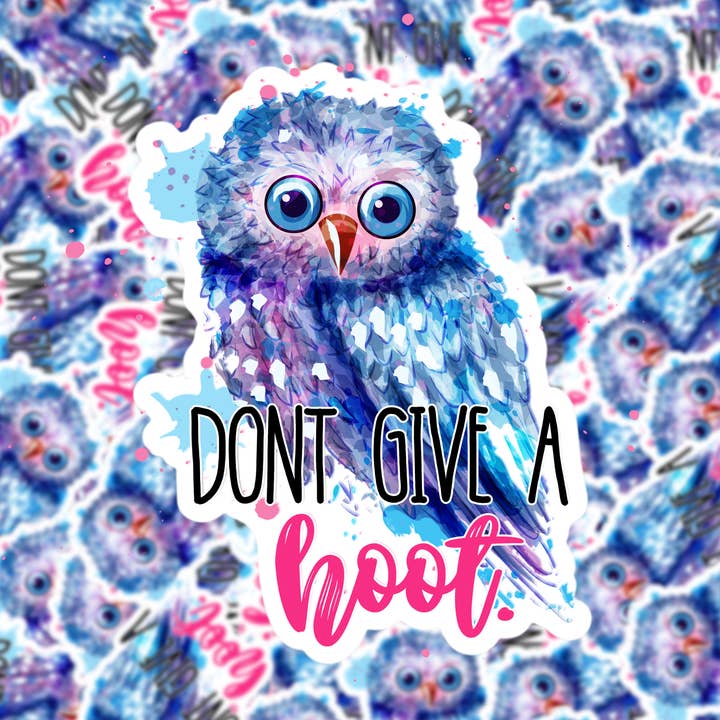 Don't Give a Hoot Owl Sticker for wholesale by Fuzzy Loon Designs