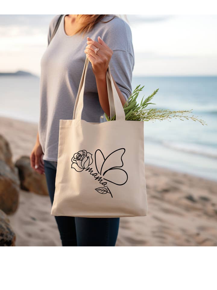 Borsa in tela Mom Rose Totes Festa della Mamma Compleanno della Mamma per la vendita all'ingrosso da parte di Nova J