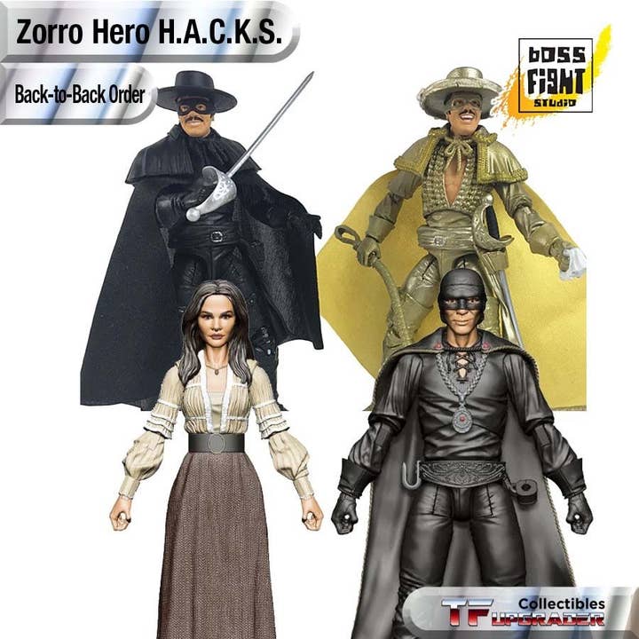 Boss Fight Studio Llc - Wholesale Figurine Toy - Kids - Hero H.A.C.K.S. Zorro Action Figure: The Gay Blade Collectors 2-pack Edition