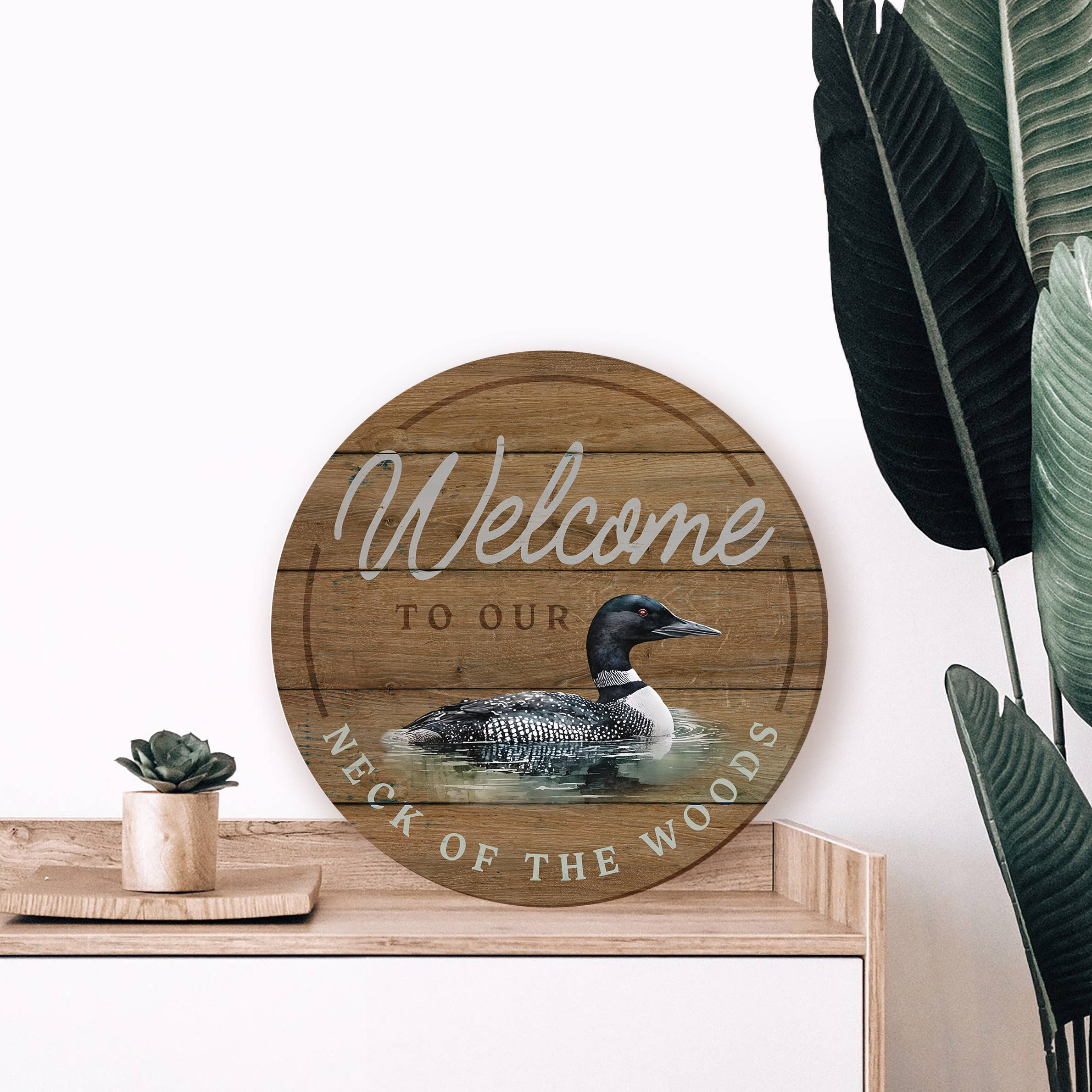 Kendrick Home - Wholesale Wood Wall Art - Welcome To Our Neck Of The Woods Circle2