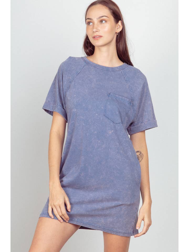 VERY J - Wholesale Dress - Women's - ND31162X-PLUS SIZE Round Neck Oversized Washed Knit Dress
