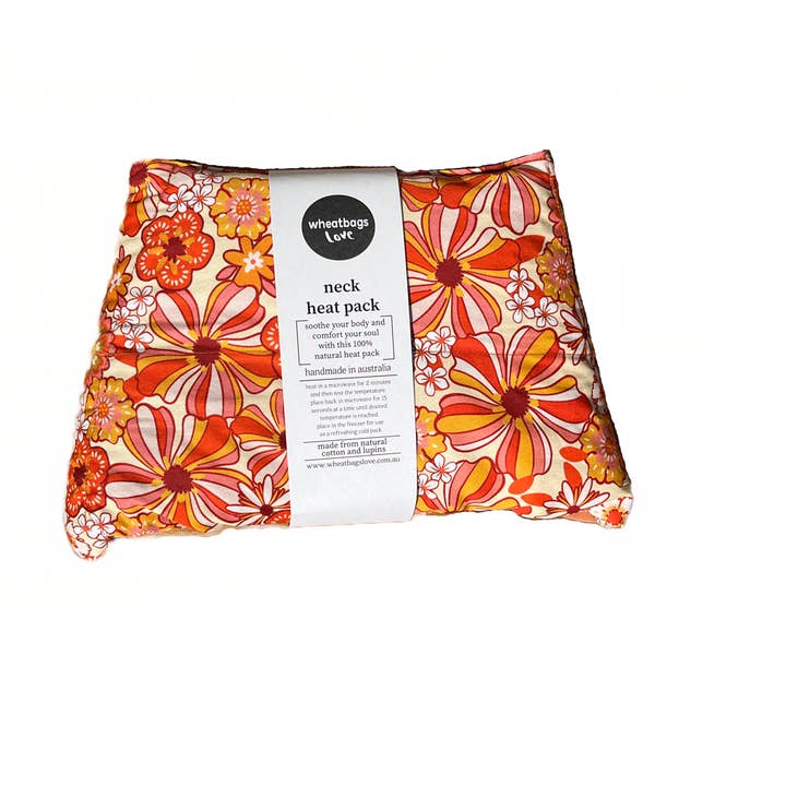 Wheatbags Love - Wholesale Hot/cold compress - Neck Heat Pack Groovy Flowers Orange2