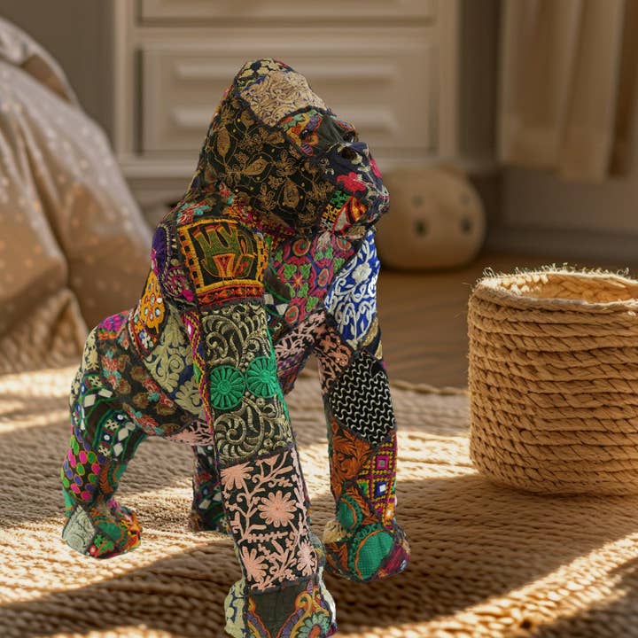 Handmade Fabric Gorilla Statue – Eco-Friendly Lifelike Gorilla Figurine for Home and Office Décor for wholesale by Something wild