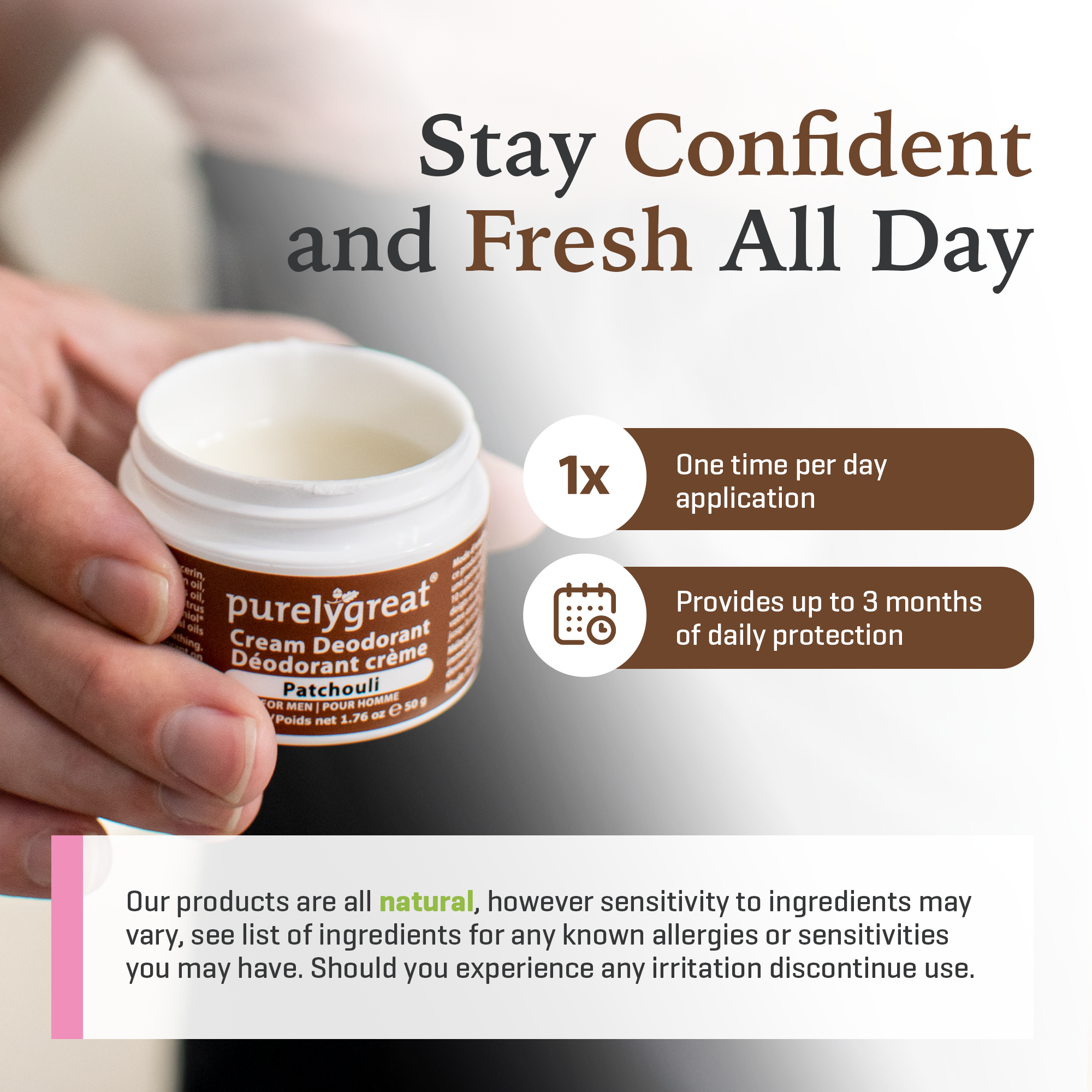 Purelygreat Natural Deodorants - Wholesale Deodorant - Unisex - Purelygreat Cream Deodorant - Patchouli6