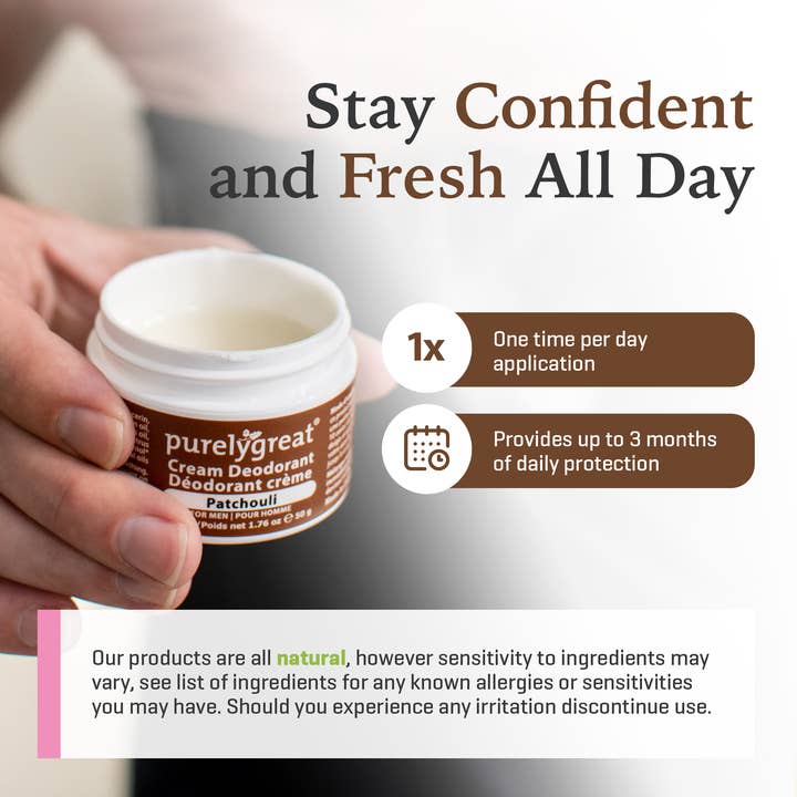 Purelygreat Natural Deodorants - Wholesale Deodorant - Unisex - Purelygreat Cream Deodorant - Patchouli6