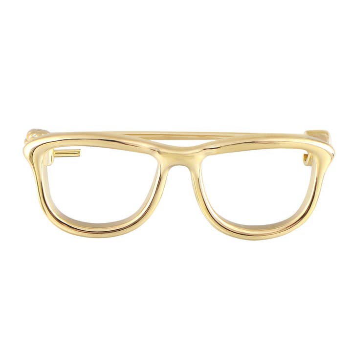 AK Brand - Vente Broches - Broche en forme de lunettes de nerdy rectangle de couleur argent8