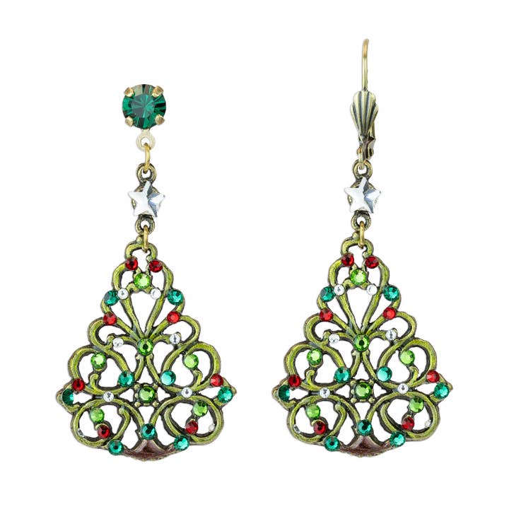 Classic Christmas Tree Crystal Earrings for wholesale by Anne Koplik Designs, Inc.
