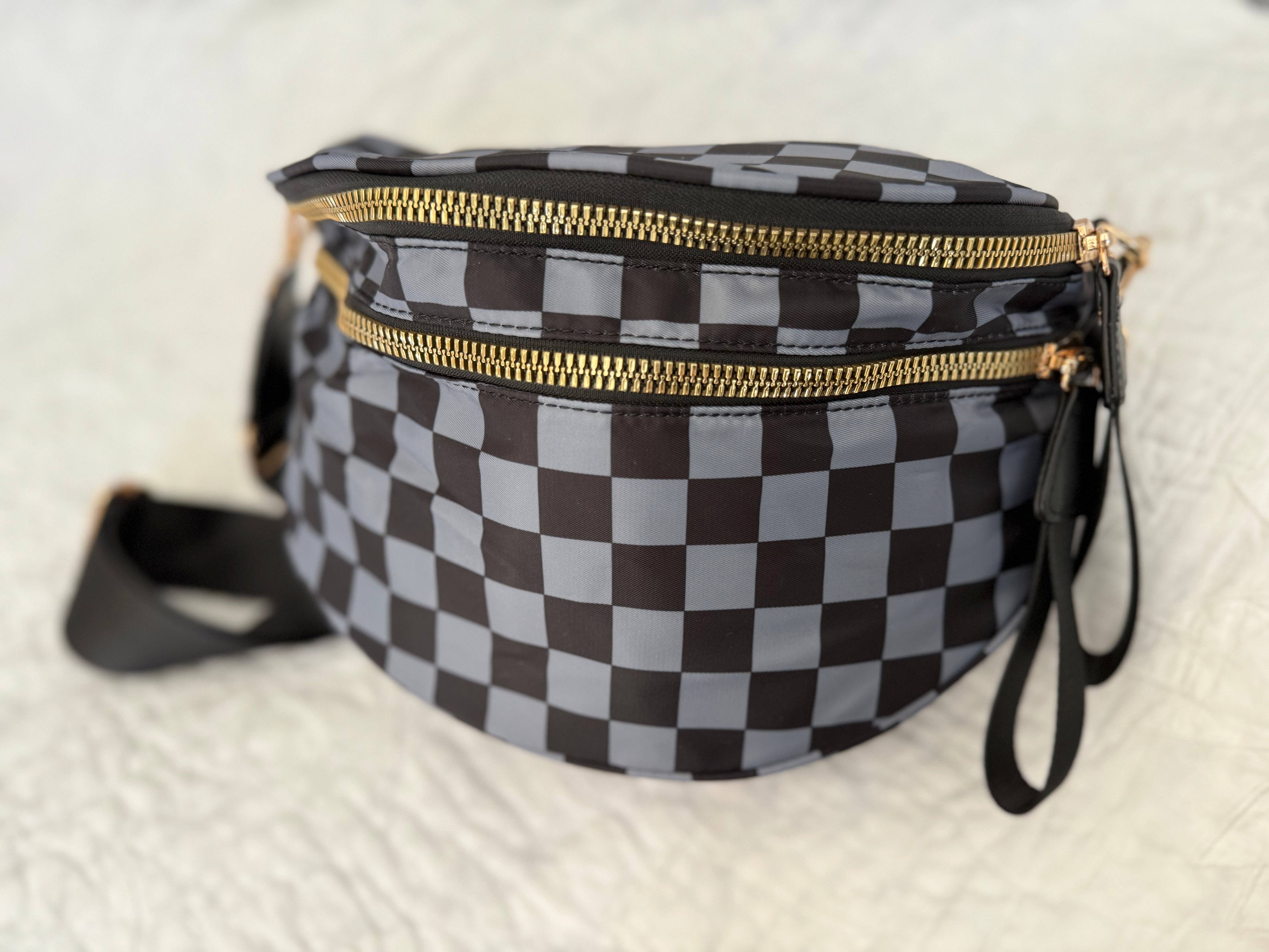 The Classy Cloth WS - Wholesale Belt bag – Women’s - Farah Fanny Pack Crossbody - Black & Grey Checkered RTS