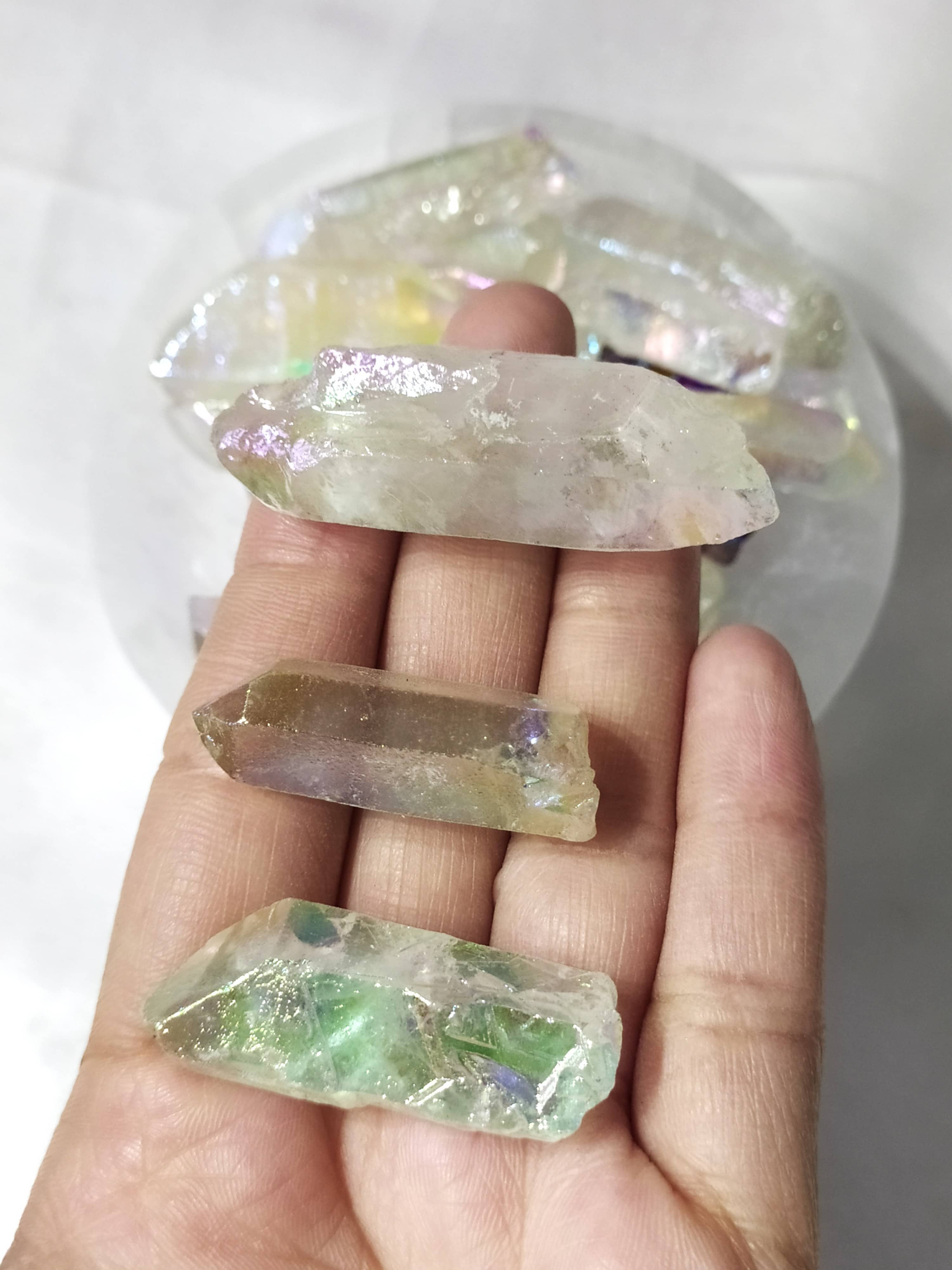 Soothing Crystals - Wholesale Spiritual Stone/Crystal - Angel Aura Quartz Point | Green Aura Point | Raw Crystals20