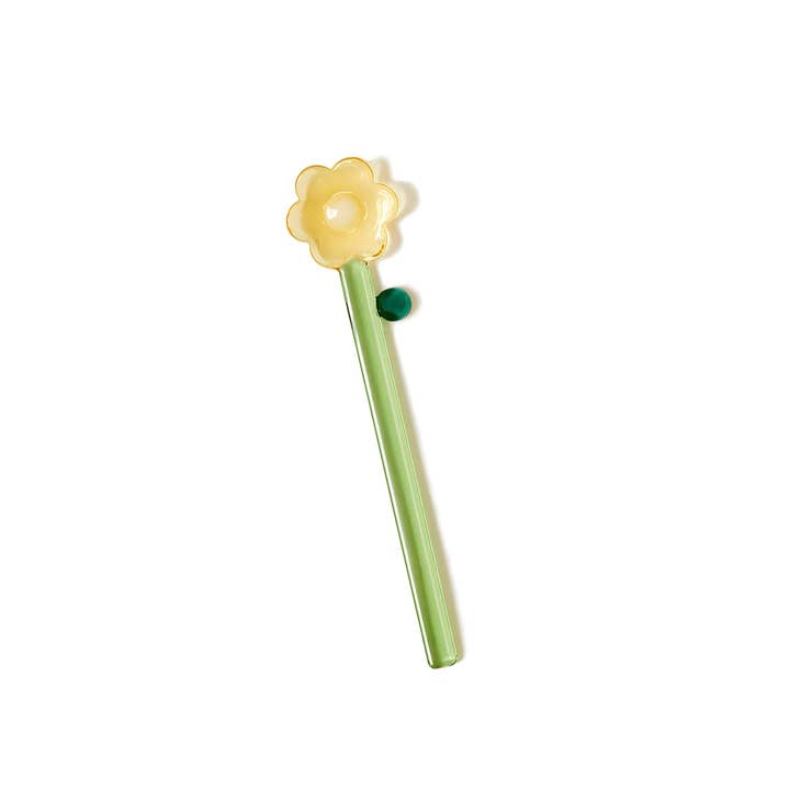 "Fleur" Yellow Lily Flower Shape Glass Spoon for wholesale by TUTU Home