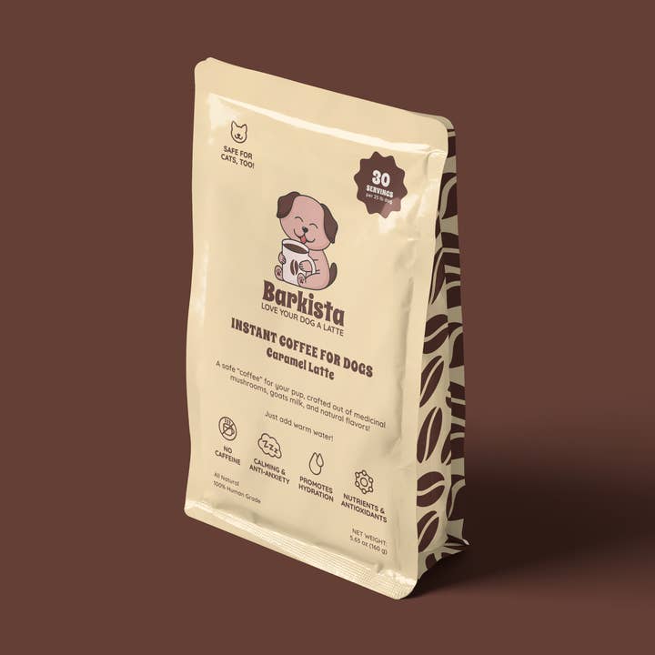 Café instantané Caramel Latte pour chiens pour la vente par Barkista