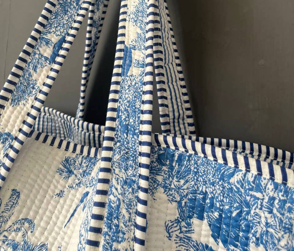 Bhawana Handicrafts - Wholesale Draagtas - Dames - Handgemaakte multifunctionele gewatteerde tas met katoenblokprint4