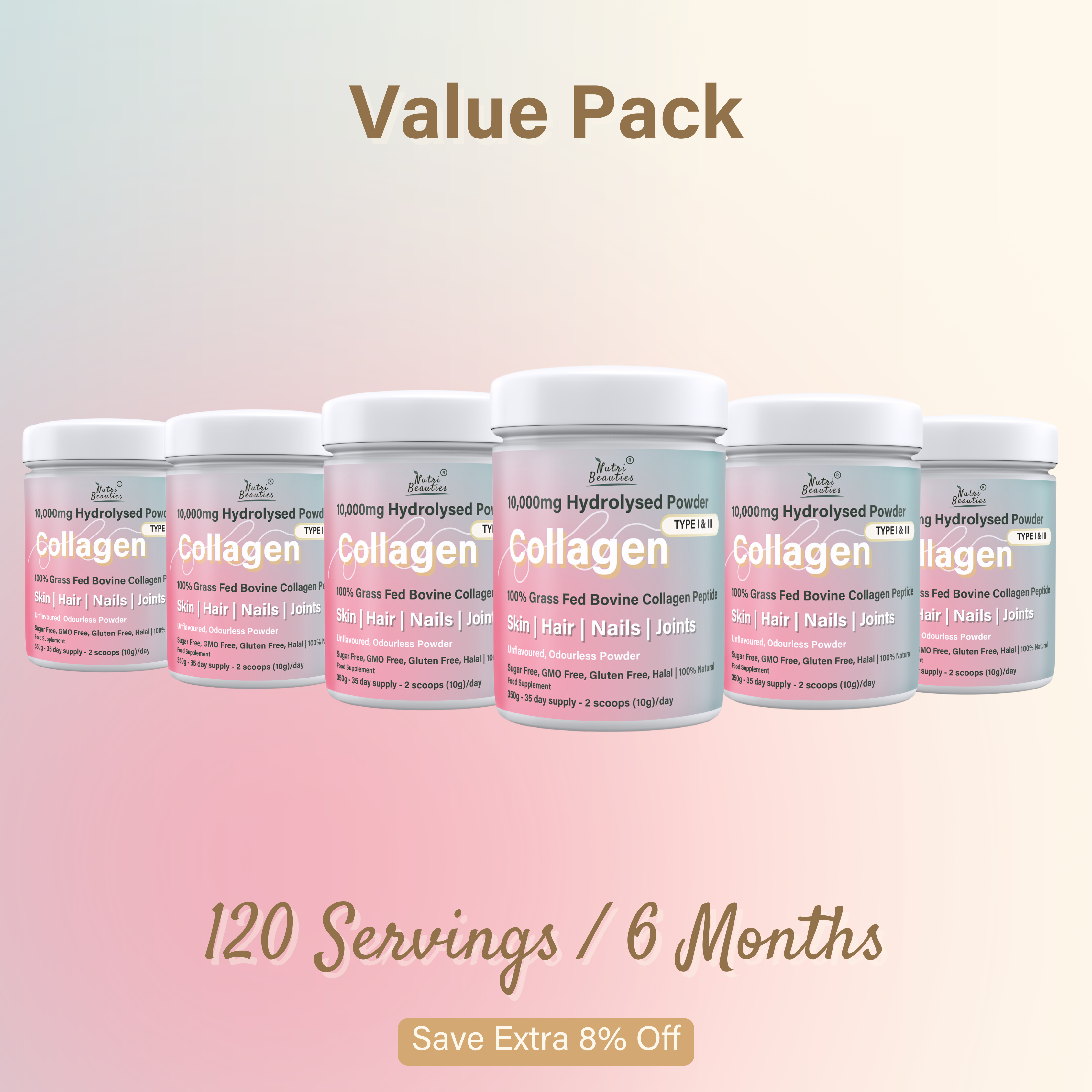 Nutri Beauties – wholesale Protein/superfood powder – 18x NUTRI BEAUTIES Pure Bovine Collagen Powder 10,000Mg9