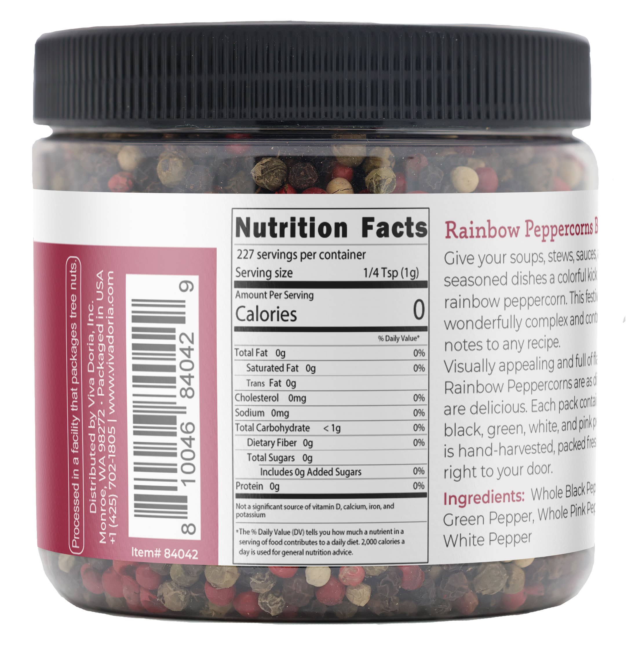VIVA DORIA INC. – wholesale Pepper/peppercorns – Rainbow Peppercorns Blend For Grinder Refill 8 oz2