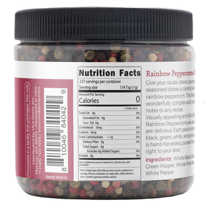 VIVA DORIA INC. – wholesale Pepper/peppercorns – Rainbow Peppercorns Blend For Grinder Refill 8 oz2