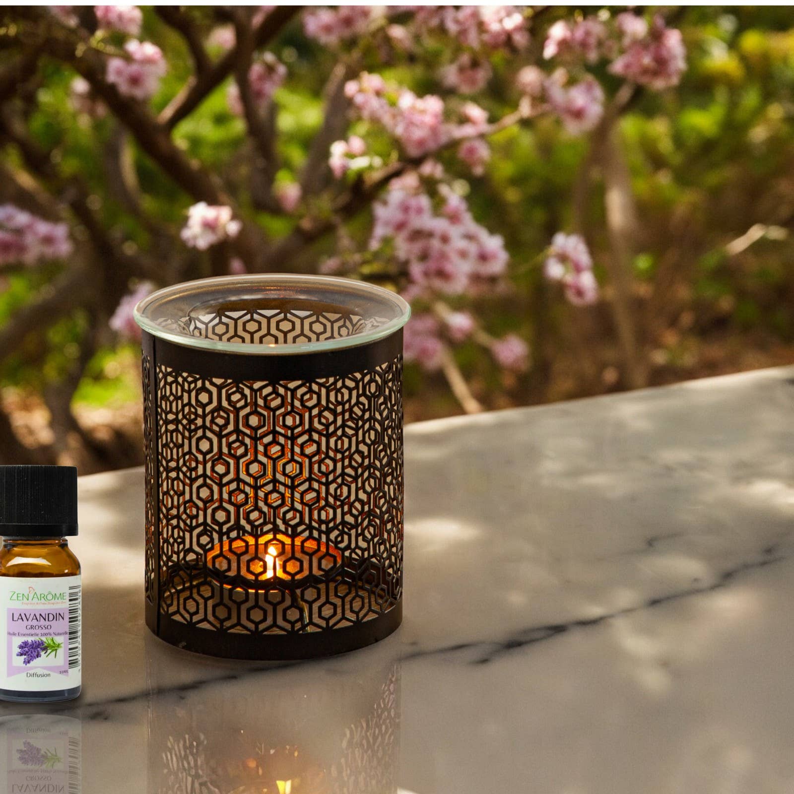 Zen'Arôme - Wholesale Oil Warmer - Metal Cutwork Incense Burner with Glass Dish Le Parfait14