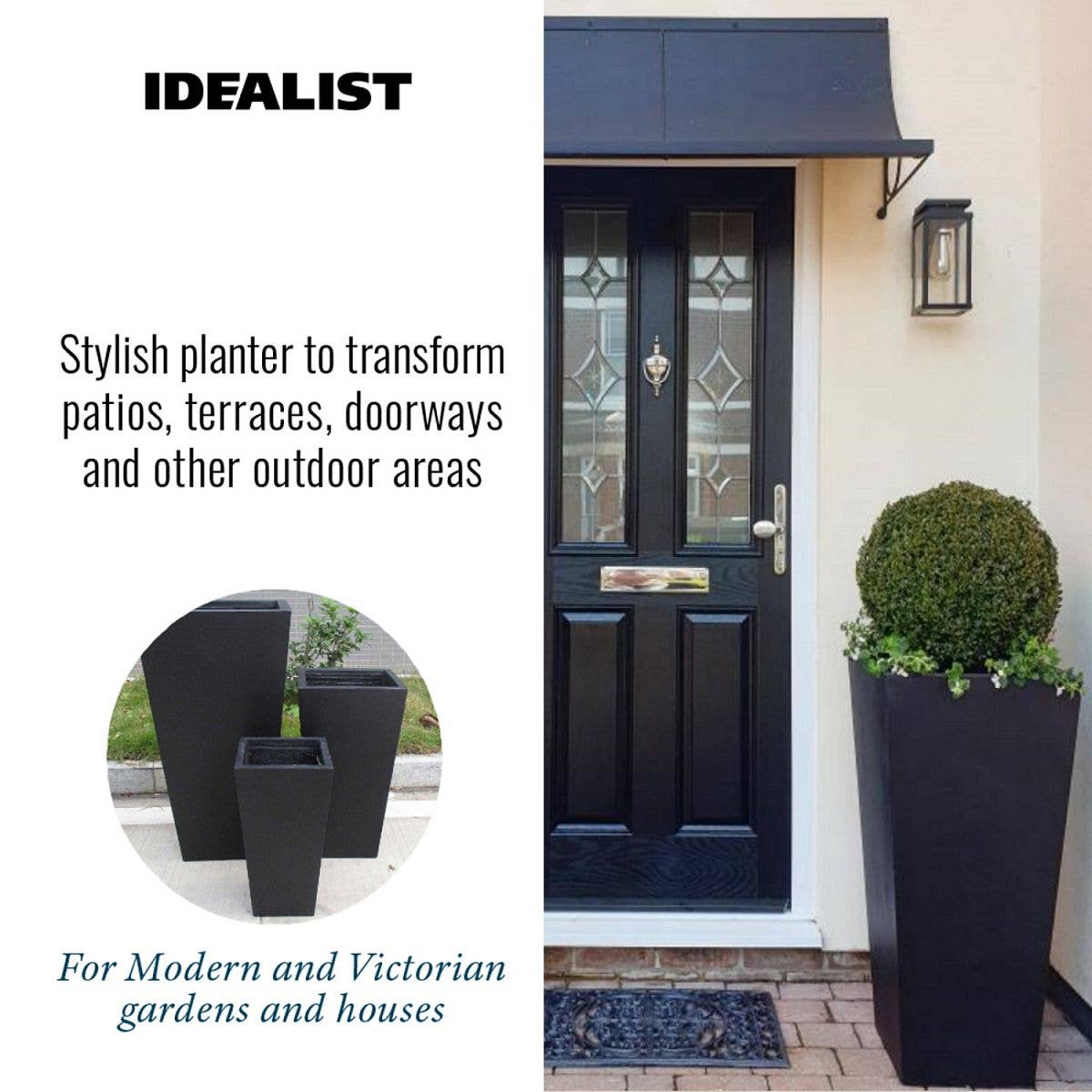 Idealist Lite Fibrestone Planters – wholesale Plant pot – IDEALIST Tall Tapered Contemporary Light Concrete Planter10