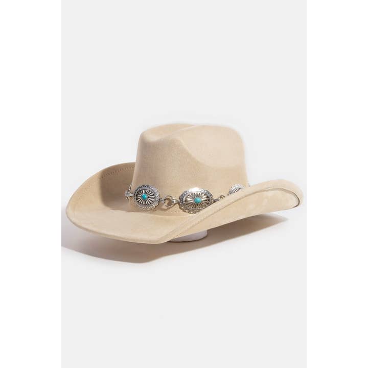 Collections by Fame Accessories - Wholesale Cowboy Hat - Women's - Turquoise Stud Concho Belt Western Cowboy Hat
