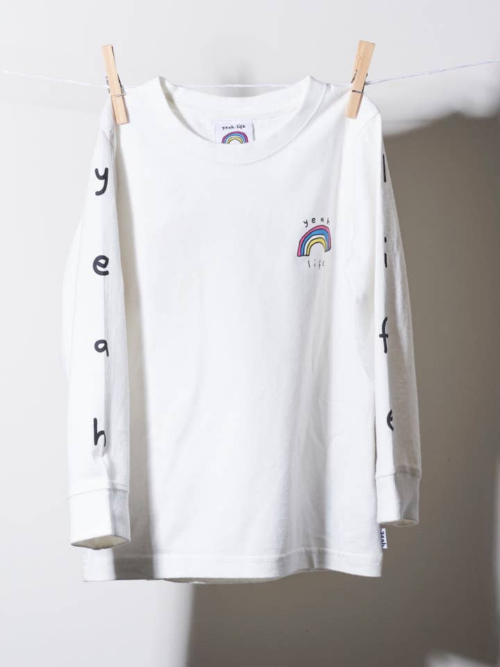 YEAH LIFE Langes Slv-T-Shirt aus Bio-Hanf für Kinder, weiß für den Großhandel von YEAH LIFE