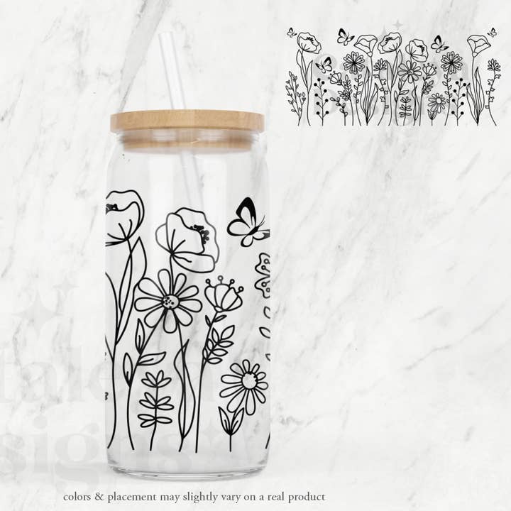 Wildflower Meadows Field Libbey Glass – Floral Drink Cup for wholesale by Cataleya Designs Studio LLC