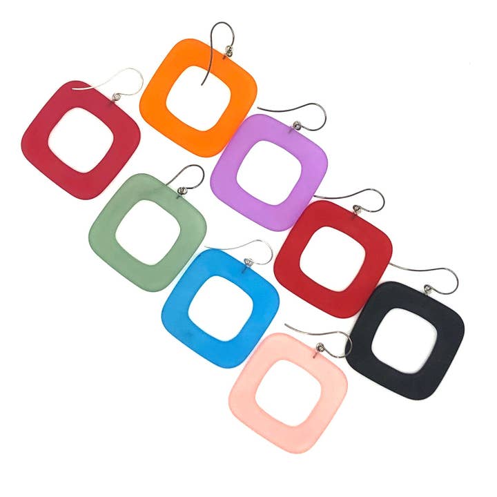 Deco Square Donut Drop Earrings for wholesale by Leetie Lovendale