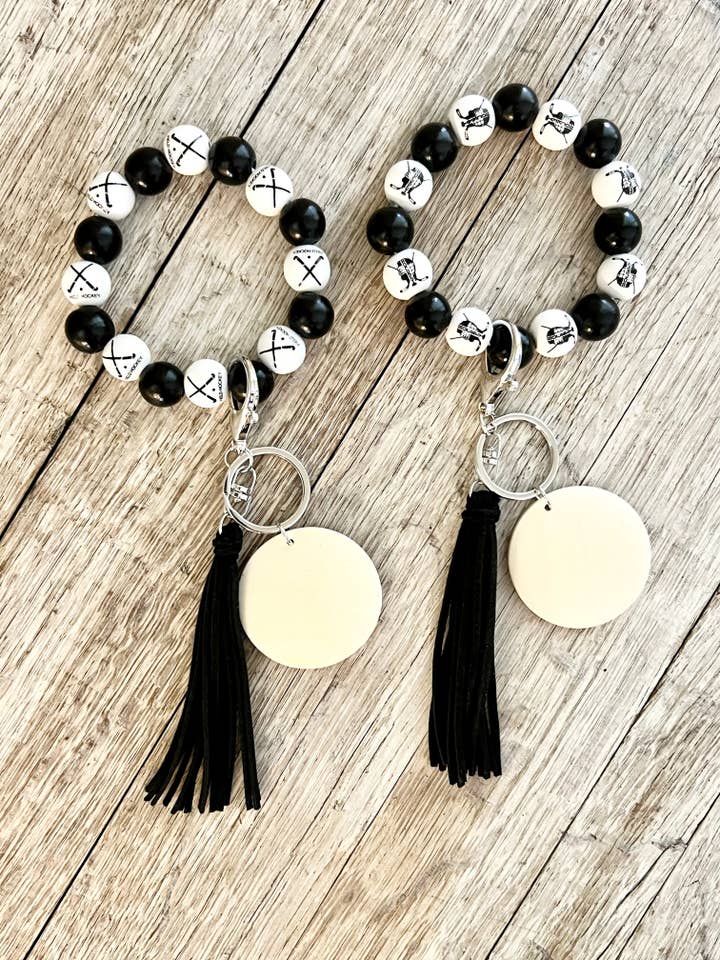 Hockey Wooden Bead Wristlet Blank for wholesale by KW Custom Creations