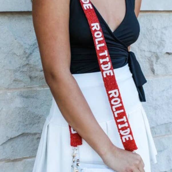 College Dayz Merch - Wholesale Bag Strap - Women's - Alabama Beaded Purse Strap | Roll Tide Beaded Purse Strap1