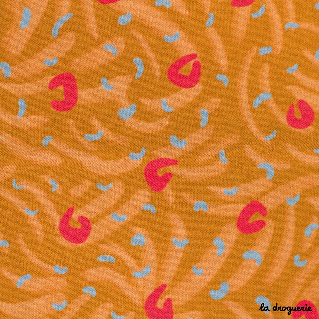 LA DROGUERIE - Wholesale Fabric - Fabric by the meter "Wild Glow" Mustard/pink1