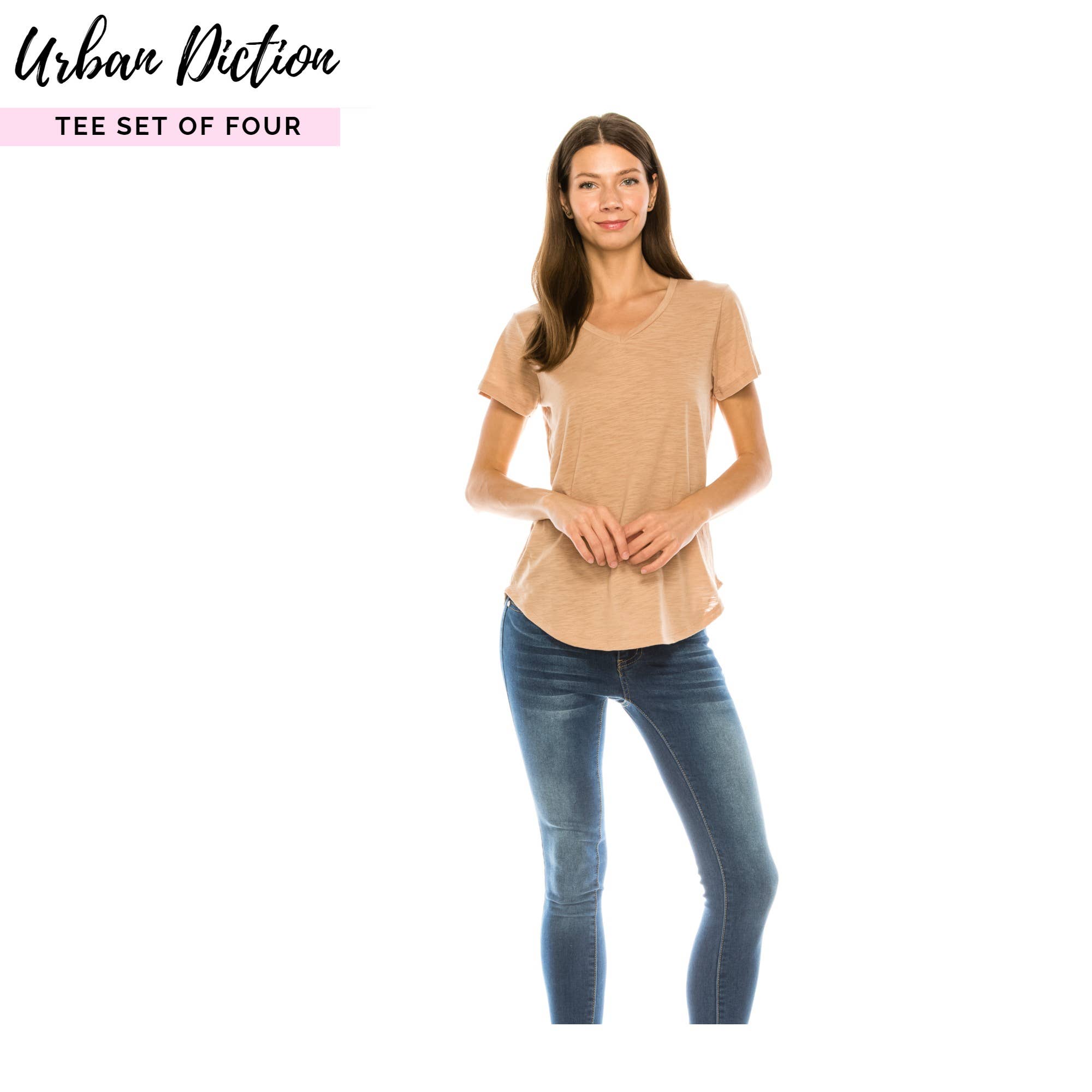 BORDEAUX, ROEST, TAUPE, BRUIN Burgundy & Rust t-shirt met ronde zoom - set van vier voor groothandel op Faire14