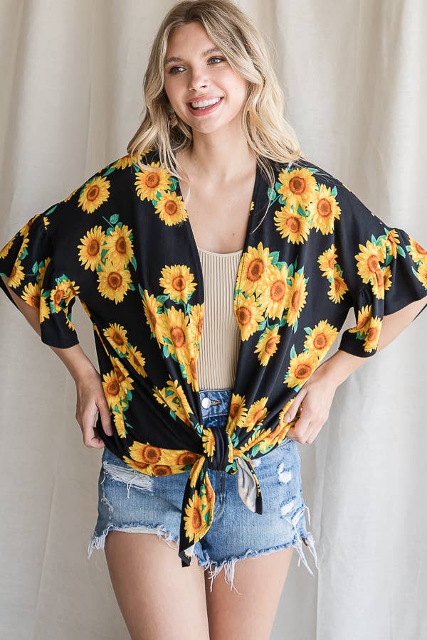 Off White Sunflower Casual Open Front Cardigan T4237 for wholesale on Faire15