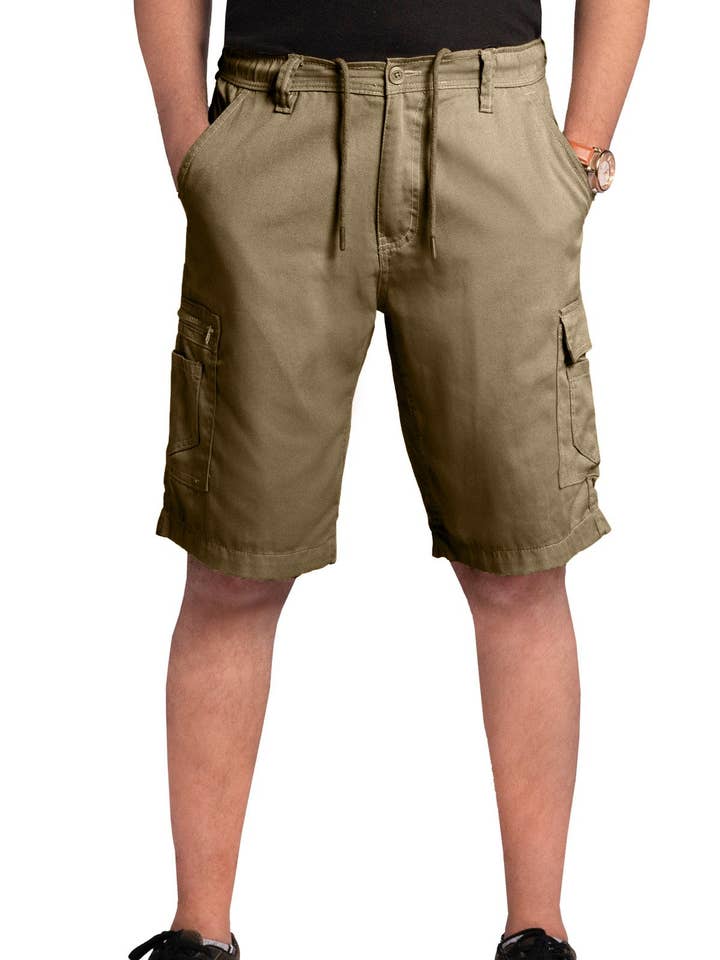 Men Cargo Combat Patch Pocket Green Shorts for wholesale by Five emperors